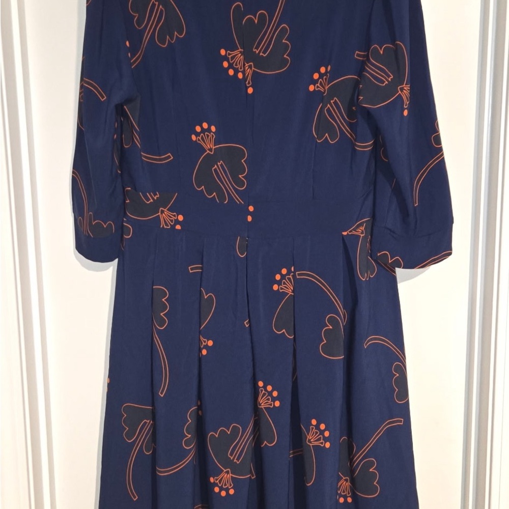 Navy Blue Floral Midi Dress